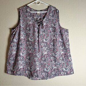 Terra & Sky Top Women’s Size 3X (24W X 26W) Multicolor Paisley Sleeveless Blouse